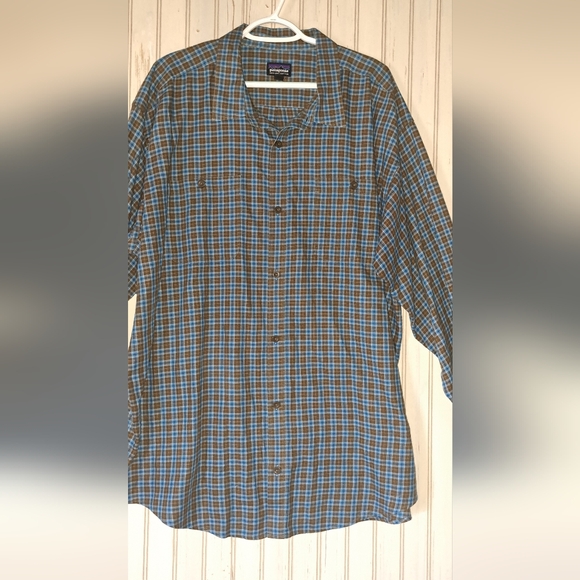 Patagonia Worn Wear Plaid Organic Pima Cotton Shirt Outdoors Light Flannel XXL - Picture 1 of 8